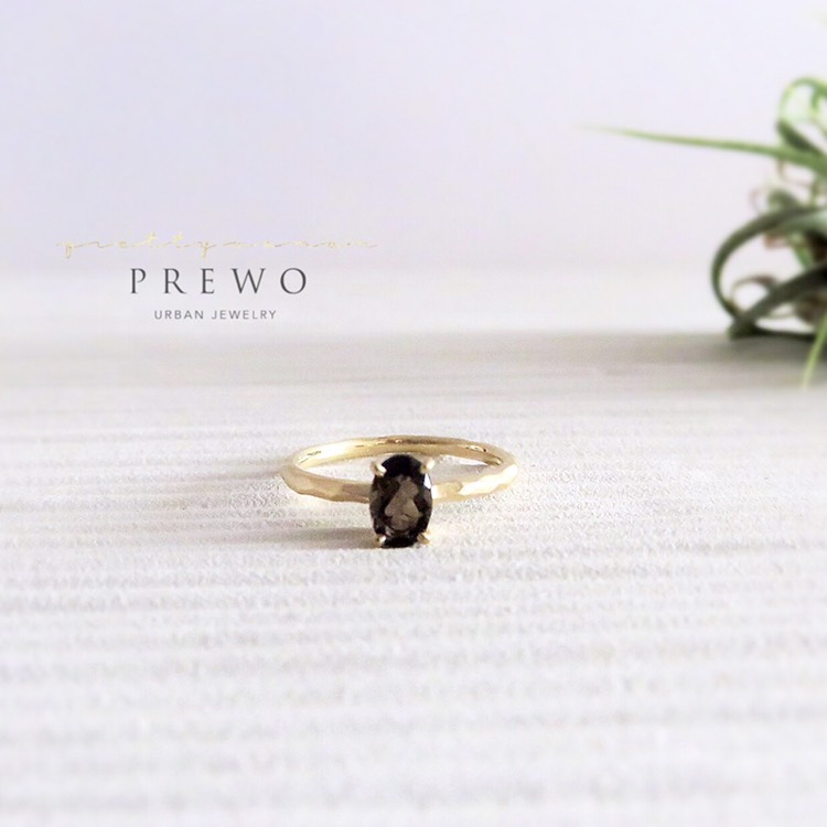 （受注製作》スモーキークォーツ細Ring/K18GP