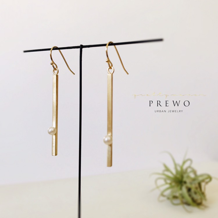 《受注製作》K18GP  スティックパールフックピアス