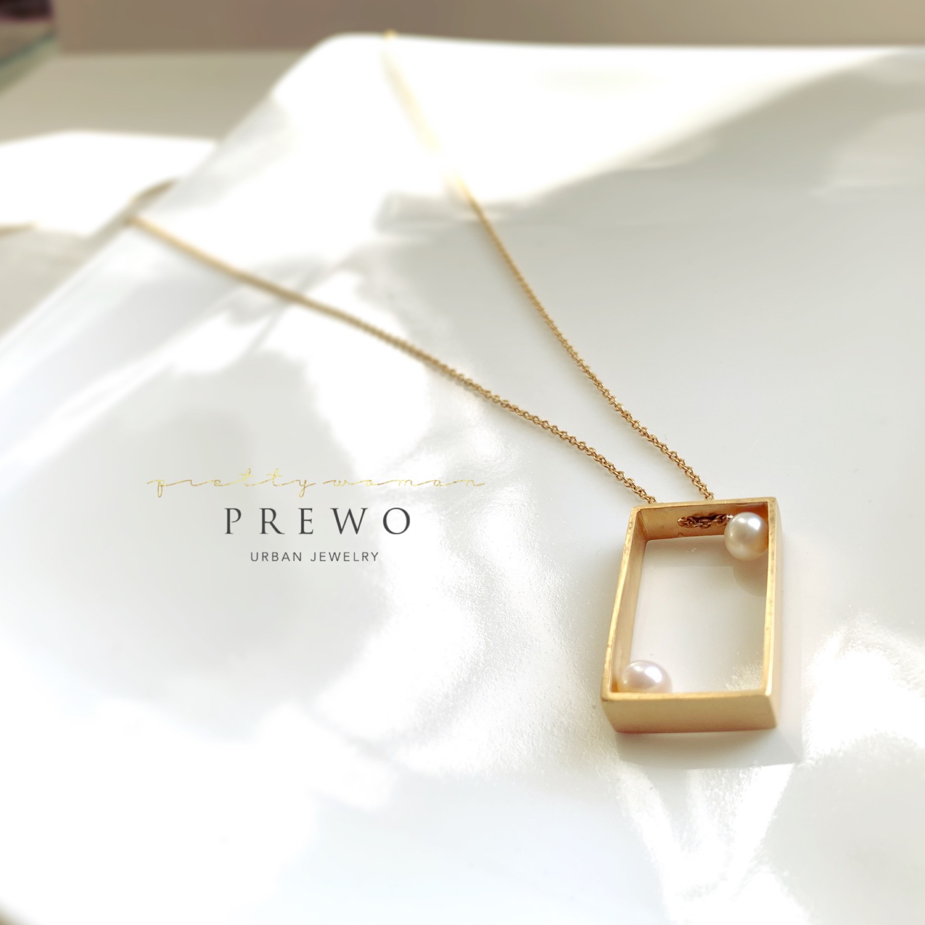 《受注製作》K18GP 2粒パールスクエアネックレス 6,083円