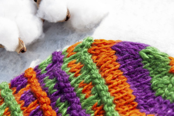 暖かくて冷たいかぎ針編みの帽子、ニットの帽子、手で編んだ純粋なウールの帽子/ニットのニットの帽子/内側の剛毛の手で編んだ帽子/ウ 3枚目の画像
