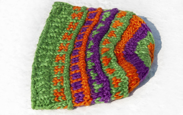 暖かくて冷たいかぎ針編みの帽子、ニットの帽子、手で編んだ純粋なウールの帽子/ニットのニットの帽子/内側の剛毛の手で編んだ帽子/ウ 5枚目の画像