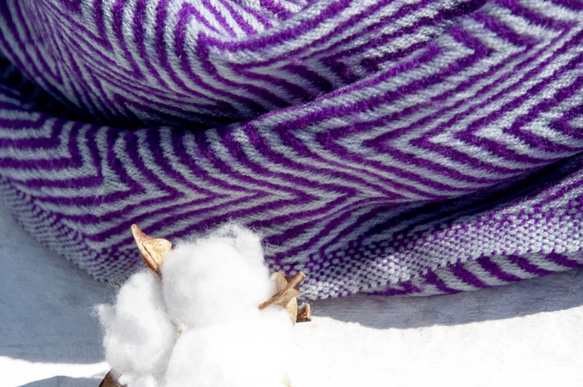 喀什米爾Cashmere 編織圍巾 羊毛蓋毯 針織圍巾/純羊毛圍巾/羊毛披巾 聖誕節禮物 交換禮物 母親節-紫色(厚款) 第6張的照片
