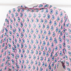 聖誕節交換禮物 情人節禮物 生日禮物 木刻印純棉長袖外套 印度棉襯衫 india blockprint木刻印罩衫-花朵風 第8張的照片