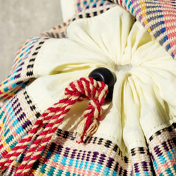 fairtrade天然手織布彩虹繽紛 帆布書包 / 背包 / 後背包 / 肩背包 - 自然手感繽紛色彩米鵝黃色 第3張的照片