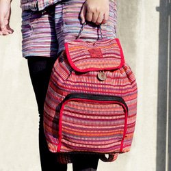 限定版の手織りの自然な虹色鮮やかなキャンバスバッグ/バックパック/バックパック/ショルダーバッグ/バッグ - ナチュラルは、正の 5枚目の画像