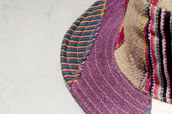 Fairtrade民族拼接手織棉麻帽 / 針織帽 / 漁夫帽 / 遮陽帽  - 撒哈拉沙漠色系手織棉麻 ( 限量一件 ) 第6張的照片