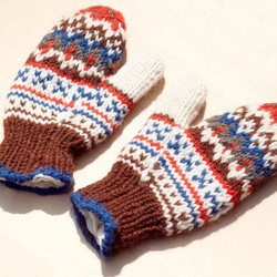 Wool gloves 針織純羊毛保暖手套 / 羊毛手套 / 露趾手套 / 內刷毛手套- 森林風北歐費爾島圖騰nepal 第2張的照片