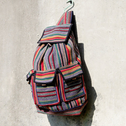 Weave Bag 限量一件 手工編織背包/ 肩背包 / 斜背包 / 編織手感旅行後背包-魔幻線條fairtrade 第2張的照片