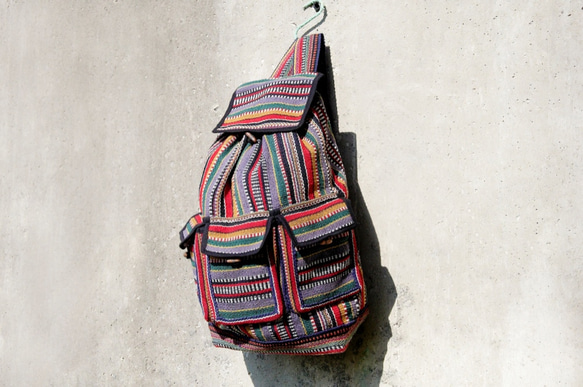 Weave Bag 限量一件 手工編織背包/ 肩背包 / 斜背包 / 編織手感旅行後背包-魔幻線條fairtrade 第2張的照片