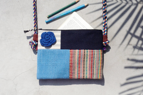 限定版の手織り、天然スプライスさメッセンジャーバッグ/バックパック/ショルダーバッグ/バッグ/バッグをフェアトレード - 青空幾 3枚目の画像