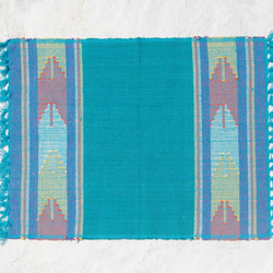 Fairtrade 限量一件/手感織布桌墊/餐墊/編織感餐墊 / Boho民族風餐墊 -  天空藍達卡織圖騰 第2張的照片