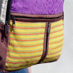 hemp bag限量一件 手工棉麻拼接設計後背包 / 肩背包 / 民族登山包 / 拼布包 - 繽紛對比色幾何民族後背包 第4張的照片