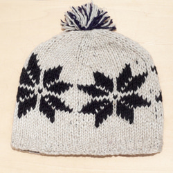 ピュアウール手織りのウールの帽子/ニットキャップ/手織りキャップ/（ネパール製）ウールキャップ毛 - 国立風トーテム雪 1枚目の画像