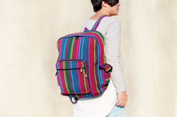 Woven bag 手織手感民族旅行方形後背包Fairtrade - 南美色調 (僅一件) backpack 第1張的照片