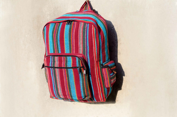 フェアトレードをバックパック後の不織布バッグのハンドル手織りエスニック平方 - ブルーマジック（1のみ）民族バッグ 4枚目の画像