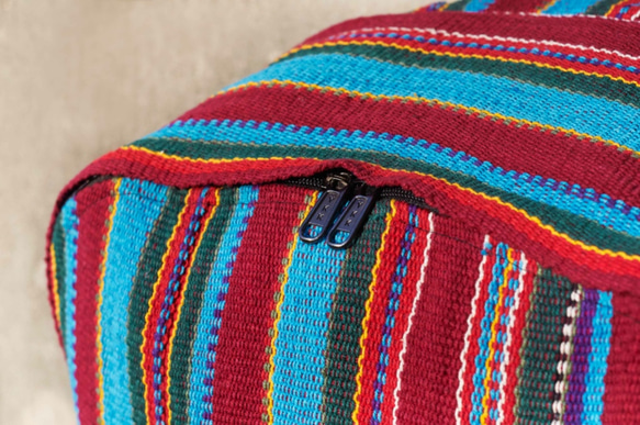 フェアトレードをバックパック後の不織布バッグのハンドル手織りエスニック平方 - ブルーマジック（1のみ）民族バッグ 5枚目の画像