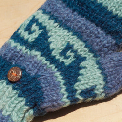 手作り限定手編み純ウールニット手袋/取り外し可能な手袋/内毛手袋/暖かい手袋-東ヨーロッパの波民族風トーテムウール手袋 2枚目の画像