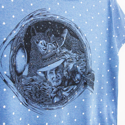 女裝 手感夏日短版點點 水玉旅行T  T-shirt 設計上衣- 瞳孔裡的奇幻世界 ( 麻花藍 ) Fairtrade 第4張的照片