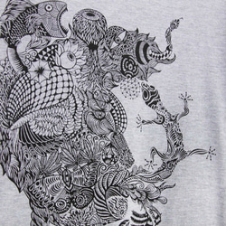 男裝合身純棉插畫Tee / 旅行T /民族風T-shirt / 設計T-shirt-心靈之圖系列旅行記憶臉龐(麻花灰) 第5張的照片