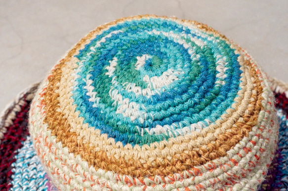 Hemp hat 手工編織棉麻帽/編織帽/漁夫帽/遮陽帽/草帽 - 魔幻藍紫冰淇淋色繽紛條紋 Fairtrade 第4張的照片