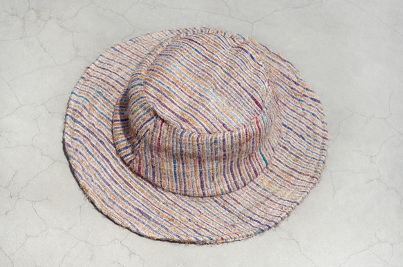 限定ワンピース 手作りサリー糸 綿麻糸織り 帽子 編み帽子 フィッシャーマンハット 麦わら帽子 麦わら編み帽子 ボーホースタイル 3枚目の画像