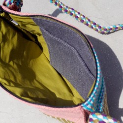 限量一件 天然手織布拼接斜背包 / 背包 / 肩背包 / 小包 / 旅行包 - 蒙德里安淡粉色拼布設計fairtrade 第9張的照片