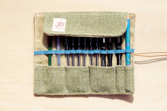 聖誕禮物母親節 Hemp canvas pencase 情人節禮物/手感捲軸/春捲筆袋-筆的水彩色房子( 泰國瘋狂樹 ) 第7張的照片