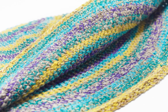 手編み帽子/編み帽子/手織り綿帽子/羊毛帽子/漁師帽子（ネパール製） - 日光ストライプカラー綿 3枚目の画像