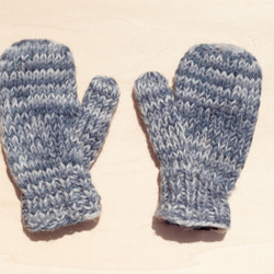 手工限量 針織純羊毛保暖手套 / 兒童手套 / 童手套 / 內刷毛手套 / 針織手套 / 拳擊手套 - 藍色混色天空 第1張的照片