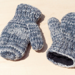 手工限量 針織純羊毛保暖手套 / 兒童手套 / 童手套 / 內刷毛手套 / 針織手套 / 拳擊手套 - 藍色混色天空 第5張的照片