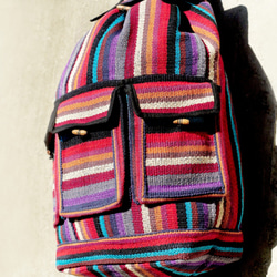 ethnic backpack 編織手感後背包 / 民族後背包 / 條紋後背包 - 魔幻繽紛 rainbow bag 第3張的照片