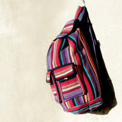 ethnic backpack 編織手感後背包 / 民族後背包 / 條紋後背包 - 魔幻繽紛 rainbow bag 第7張的照片