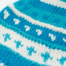手織りの純粋なウールの帽子/ハンドブラシキャップ/編キャップ/飛行キャップ - 青空のストライプのウールの帽子のトーテム 3枚目の画像
