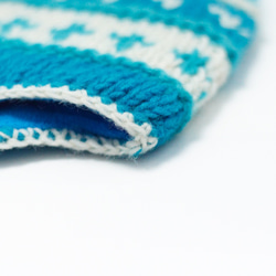 手織りの純粋なウールの帽子/ハンドブラシキャップ/編キャップ/飛行キャップ - 青空のストライプのウールの帽子のトーテム 5枚目の画像
