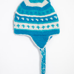 手織りの純粋なウールの帽子/ハンドブラシキャップ/編キャップ/飛行キャップ - 青空のストライプのウールの帽子のトーテム 6枚目の画像
