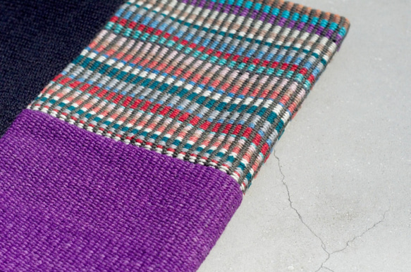 限量一件 天然手織布拼接斜背包 / 背包 / 肩背包 / 小包 / 旅行包 - 紫色世界 幾何民族拼布設計 第4張的照片