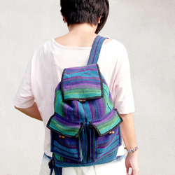 woven backpack 編織手感後背包 fairtrade  - rainbow 魔幻藍紫 medium 第1張的照片