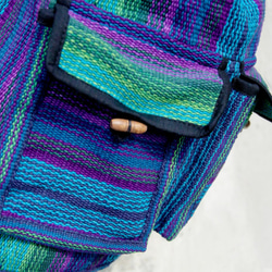 woven backpack 編織手感後背包 fairtrade  - rainbow 魔幻藍紫 medium 第7張的照片