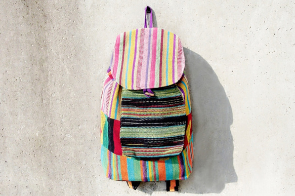 woven backpack 編織手感boho後背包 - 熱帶色彩拼接 ( 限量一件 ) fairtrade 第1張的照片