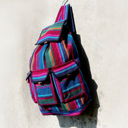 weave backpack 編織手感後背包 - colorful 藍紫色線條 tibet boho fairtrade 第2張的照片