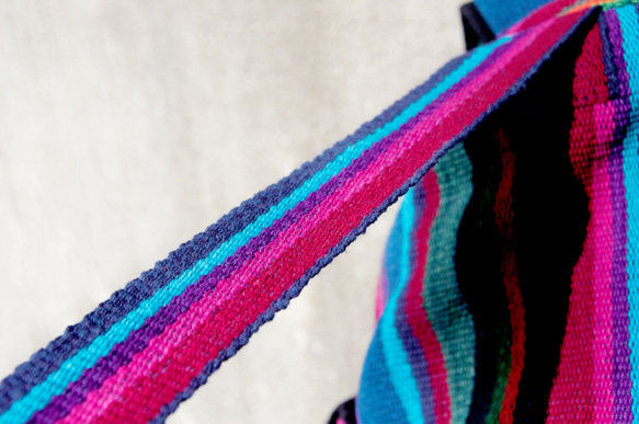 weave backpack 編織手感後背包 - colorful 藍紫色線條 tibet boho fairtrade 第6張的照片