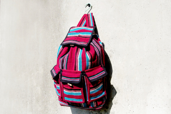 weave backpack 編織手感後背包 - colorful 迷幻色線條 tibet boho fairtrade 第1張的照片