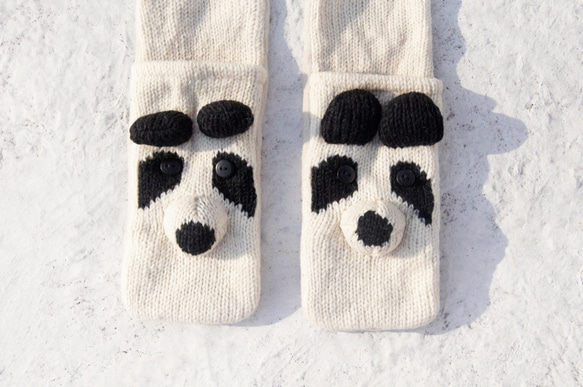 聖誕禮物 手織純羊毛圍巾 / 針織圍巾 / 動物造型圍巾 / 內刷毛手織圍巾 - panda 熊貓動物 手套 圍巾 毛帽 第2張的照片