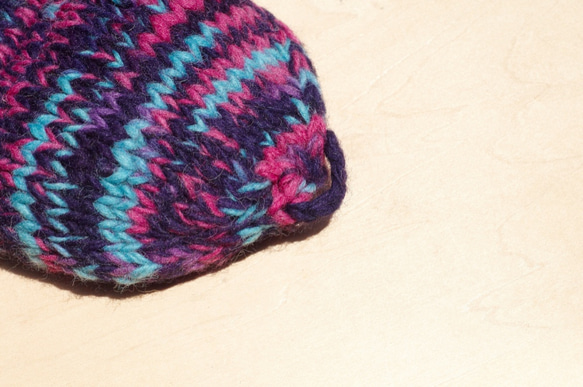 聖誕節禮物 限量一件針織純羊毛保暖手套 / 2ways手套 / 露趾手套 / 內刷毛手套 / 針織手套 - 混色漸層藍紫 第5張的照片