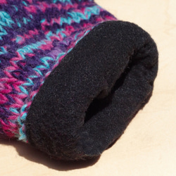 聖誕節禮物 限量一件針織純羊毛保暖手套 / 2ways手套 / 露趾手套 / 內刷毛手套 / 針織手套 - 混色漸層藍紫 第6張的照片
