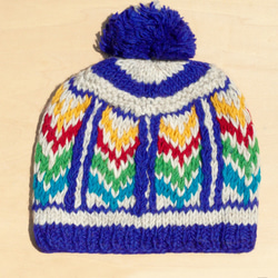 wool hat 手織純羊毛帽 / 針織毛帽 / 內刷毛手織毛帽 / 毛線帽  (made in nepal) - 藍 第1張的照片