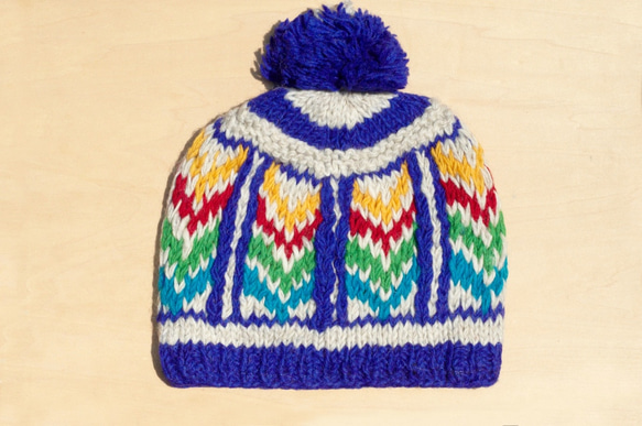 wool hat 手織純羊毛帽 / 針織毛帽 / 內刷毛手織毛帽 / 毛線帽  (made in nepal) - 藍 第1張的照片