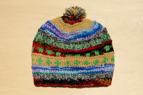 wool hat 手織純羊毛帽 / 針織毛帽 / 內刷毛手織毛帽 / 毛線帽 (made in nepal) - 混 第1張的照片