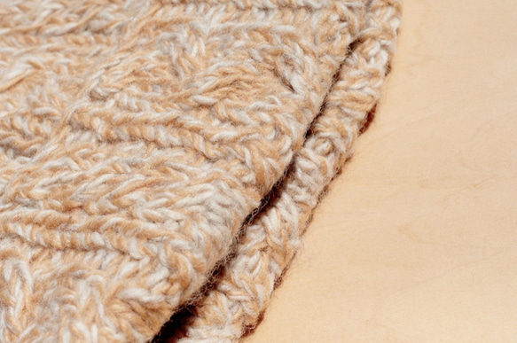 nepal wool hat手工編織純羊毛帽/ 編織帽 / 針織毛帽 / 內刷毛手織毛帽 / 毛線帽 - 焦糖色混色麻花 第4張的照片