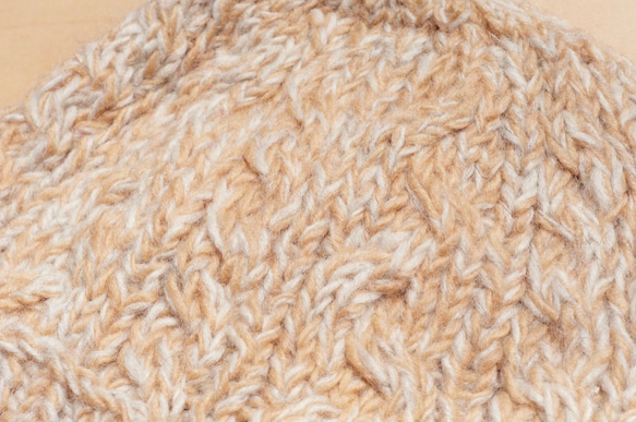 nepal wool hat手工編織純羊毛帽/ 編織帽 / 針織毛帽 / 內刷毛手織毛帽 / 毛線帽 - 焦糖色混色麻花 第6張的照片